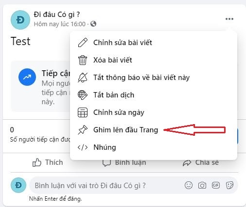Đưa những bài viết nổi bật lên đầu fanpage Chọn bài viết bạn muốn pin chọn Ghim lên đầu trang