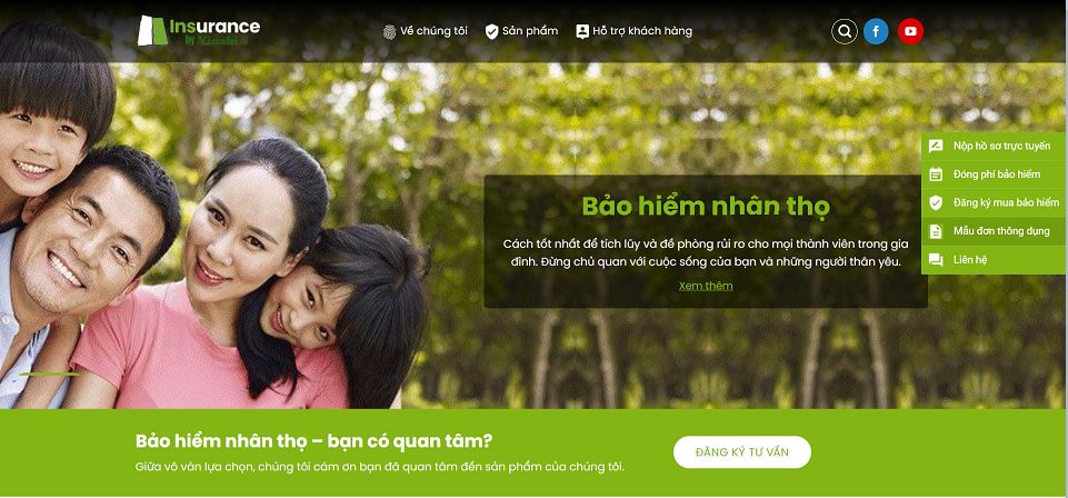Giao diện Mẫu website bán bảo hiểm - BH11