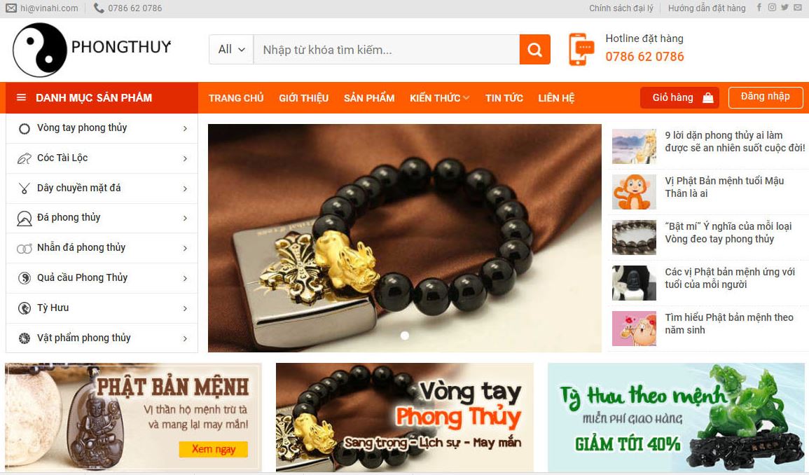 Giao diện Mẫu website bán đồ phong thủy - BH12