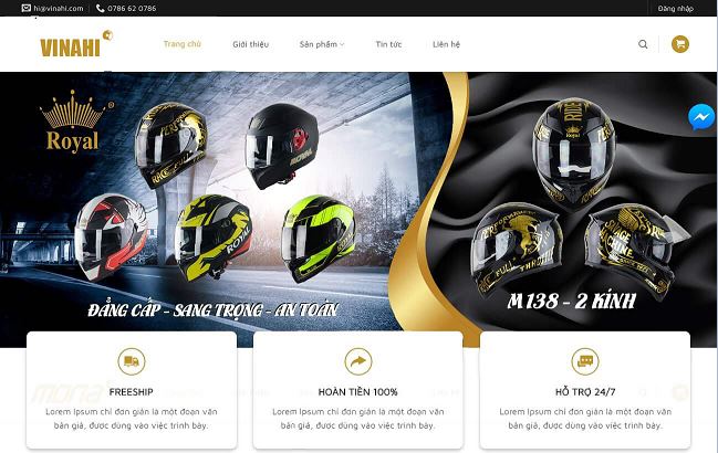 Giao diện mẫu website bán mũ bảo hiểm