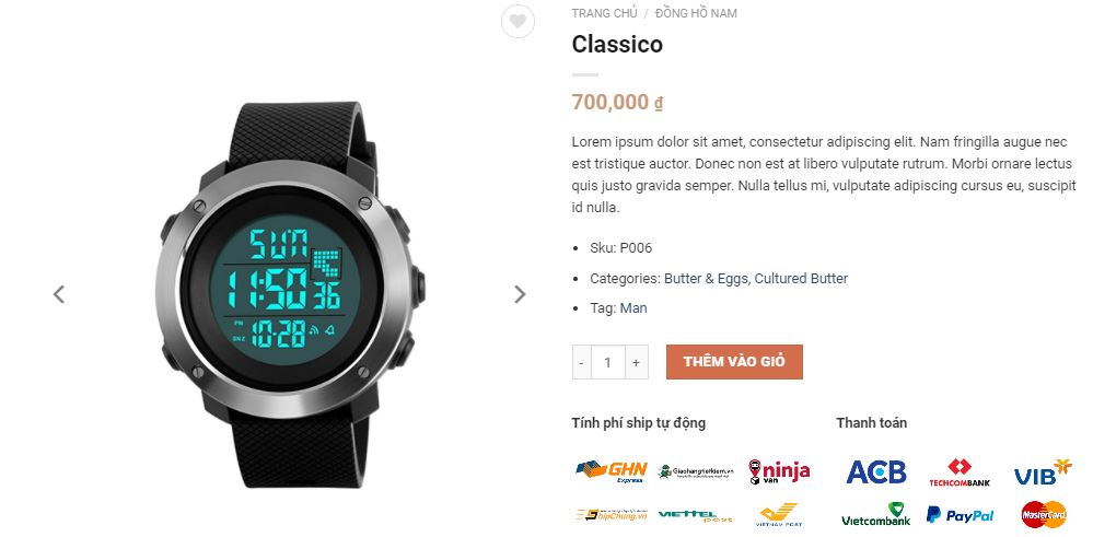 Thiết kế website kinh doanh đồng hồ chức năng ship
