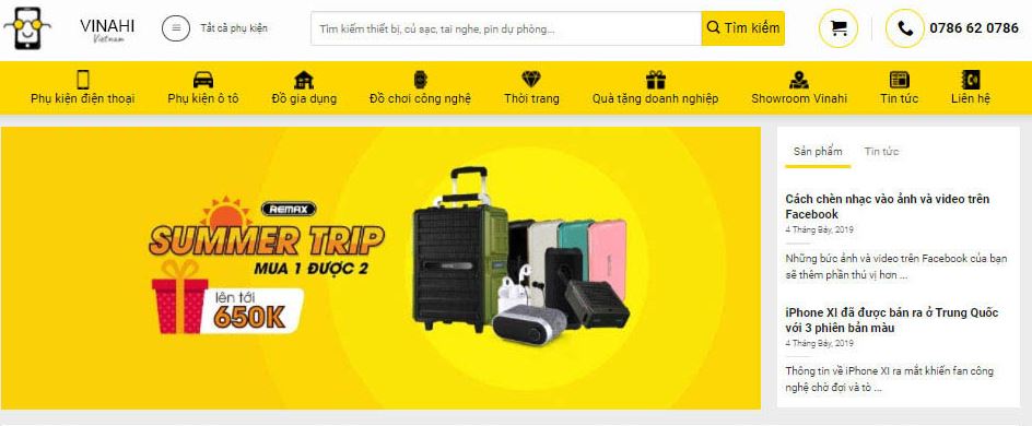 Giao diện Mẫu website bán phụ kiện công nghệ - BH29