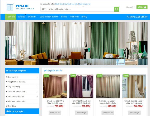 Giao diện Mẫu website bán rèm cửa