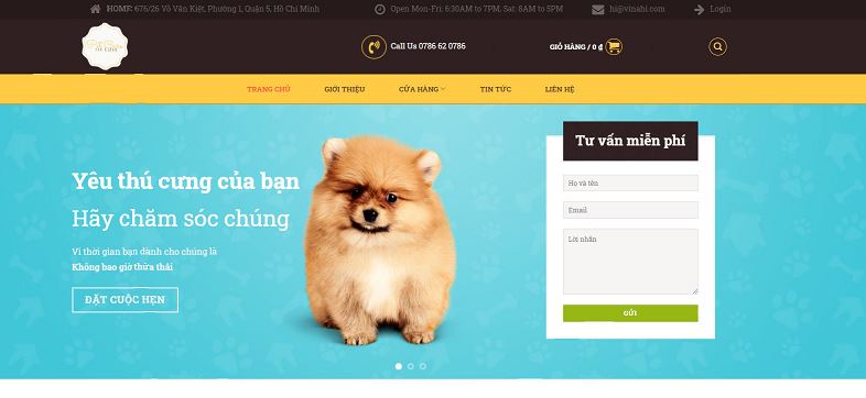 Giao diện Mẫu website bệnh viện thú cưng - DN06