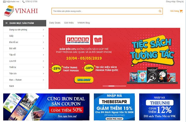 Mẫu website bán văn phòng phẩm giống Fahasa - BH25 13 Mẫu website bán văn phòng phẩm giống Fahasa - BH25