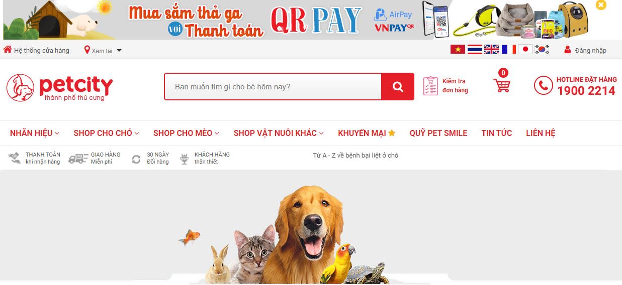 Website bán sản phẩm thú cưng giống Petcity - BH21