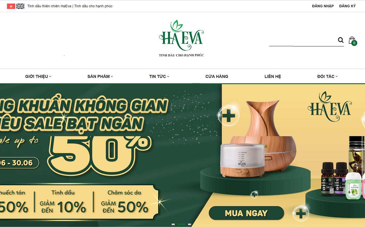 Giao diện mẫu website bán tinh dầu sả - BH31